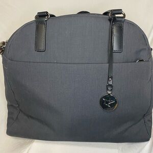 Lo & Sons The OG Bag Tote in Gunmetal Gray With Blue Lining